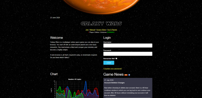 Galaxy Wars Website
